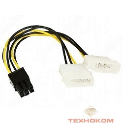 Bion Разветвитель питания  2xMolex->PCI-E 6pin, для подключения видеокарты к блоку питания   [Бион][BNCC-PSU-6]