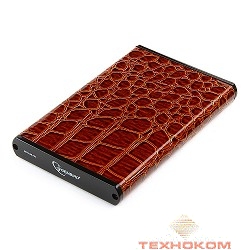 Gembird EE2-U2S-70L-BR Внешний корпус 2.5" , коричневый, USB 2.0, SATA, металл+кожзам, блистер