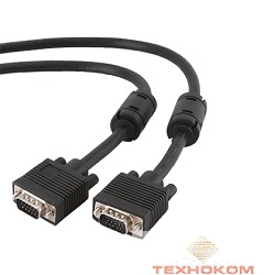 Gembird /Cablexpert CC-PPVGA-15m-B, Кабель VGA Premium ,15M/15M, 15м, тройн. экран,феррит. кольца,пакет  ,черные