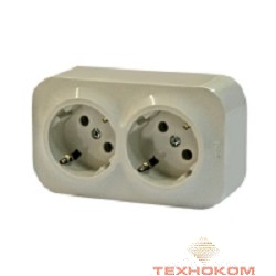 Legrand 782243 Розетка двойная с заземлением без шторок Quteo (Слоновая кость)