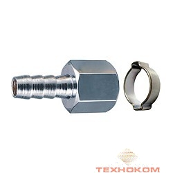 FUBAG Переходник 1/4"F на елочку 6мм с обжимным кольцом 6х11мм блистер  [180250 B]