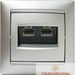 Legrand 770231 Розетка RJ45 Valena 2 выхода Кат.5e UTP монтаж на захватах алюминий