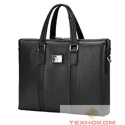 Сумка Continent  CM-142 Black  {полиэстр/эко кожа, черная 15.6"}