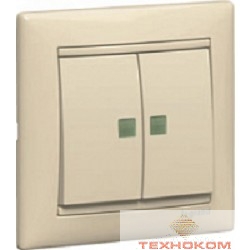 Legrand 774328 Выключатель Valena 2-х клавишный с подсветкой слоновая кость