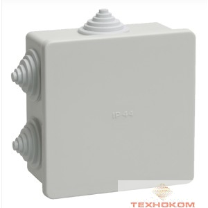 Iek UKO11-085-085-040-K41-44 Коробка КМ41235 распаячная для о/п 85х85х40 мм IP44 (RAL7035, 6 гермовводов)