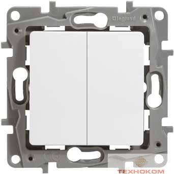 Legrand 672202 Выключатель двухклавишный - Etika - 10 A - 250 В~ - белый