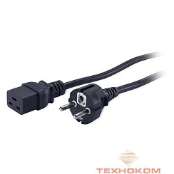 Hyperline PWC-IEC19-SHM-3.0-BK Кабель питания (Shucko+C19) (3x1.5), 3м