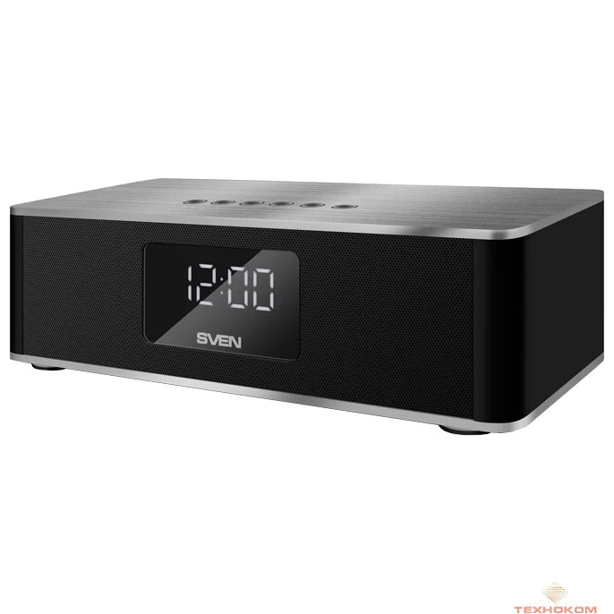 SVEN PS-190, черный-серебро (10 Вт, Bluetooth, FM, USB, microSD, LED-дисплей, часы, 2000мА*ч)