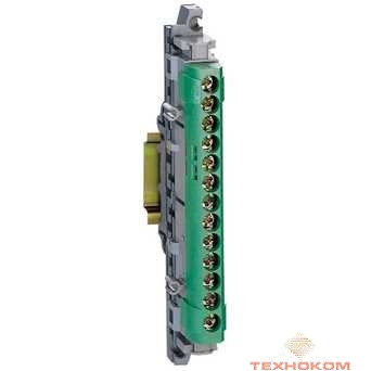 Legrand 004834 Клеммная колодка IP 2X - земля - зеленая - 1 x 6-25 мм- 12 x 1,5-16 мм- длина 113 мм