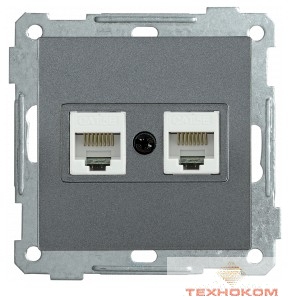 Iek EKB25-K95 РК10-2-Б Розетка 2-ая комп. RJ45 Cat5e BOLERO антрацит