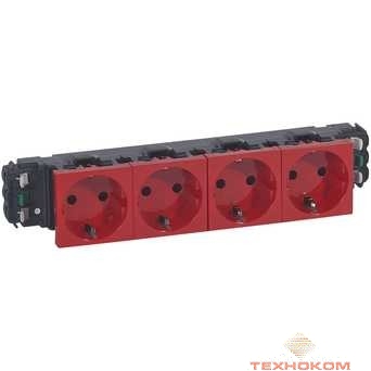 Legrand 077414 РОЗЕТКА 4 х 2К+3 - ПРОГРАММА MOSAIC - ДЛЯ УСТАНОВКИ В КАБЕЛЬ-КАНАЛЕ - АВТОМАТИЧЕСКИЕ КЛЕММЫ - КРАСНАЯ