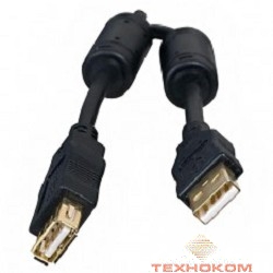5bites UC5011-030A Проф. Кабель  USB2.0, AM/AF, зол.разъемы, ферр.кольца, 3м., черный