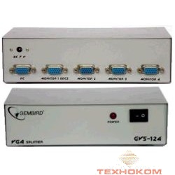 GVS124  Разветвитель сигнала VGA на 4 монитора (Gembird/Cablexpert)
