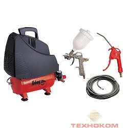 FUBAG PAINT MASTER KIT Компрессор+набор из 3 предметов [8213875KOA609 (8213875KOA538)] {Реси- вер, л 6 Произ- водит., л/мин 180 Давле- ние, бар 8 Мощность, кВт1.1 Напря- жение, В 220 Вес, кг 12.4}