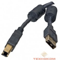 5bites UC5010-018A Проф. Кабель  USB2.0, AM/BM, зол.разъемы, ферр.кольца, 1.8м., черный