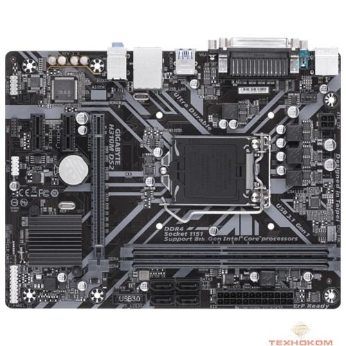Gigabyte H310M DS2 (v2.0) RTL {Socket 1151, Intel®H310, 2xDDR4-2666, D-SUB, 1xPCI-Ex16, 2xPCI-Ex1, 4xSATA3, 8 Ch Audio, GLan, (4+2)xUSB2.0, (2+2)xUSB3.1, COM, LPT, 1xPS/2, mATX}