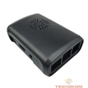 Корпус с вентилятором и радиаторами для Raspberry Pi 3 model B / Raspberry Pi 2 model B / Raspberry Pi model B+ (овальный, цвет черный) (42459)