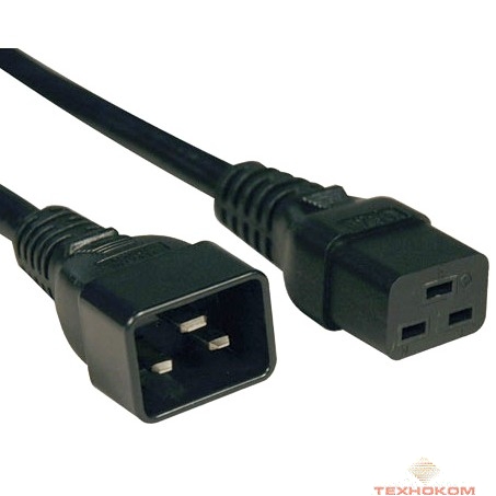 Hyperline PWC-IEC19-IEC20-1.0-BK Кабель питания IEC 320 C19 - IEC 320 C20 (3x1.5), 16A, прямая вилка, 1м, цвет черный