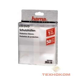 HAMA Конверты  для CD/DVD полипропилен 50 шт. прозрачный H-33809