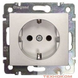 Legrand 770121 Розетка Valena с заземлением и шторками, винтовой зажим, алюминий