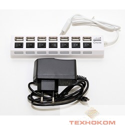 5bites HB27-203PWH Концентратор 7*USB2.0 / БП 5В-2А / 1M / WHITE