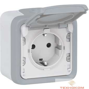 Legrand 069733 Розетка 2К+3 - немецкий стандарт - с винтовыми зажимами - Программа Plexo - серый - 16 A - 250 В