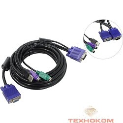 ProCase [CE0500] Кабель 5.0м PS/2 + USB для KVM переключателей Procase  серии Е