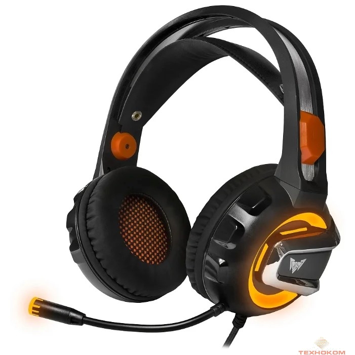 CROWN CMGH-3103 Black&orange (Виртуальный звук 7.1, Подключение USB,Частотныи? диапазон: 20Гц-20,000 Гц ,Кабель 3.2м