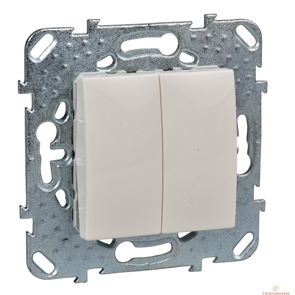 Schneider-electric MGU5.211.25ZD UNICA ВЫКЛЮЧАТЕЛЬ 2-клавишный, сх. 5, БЕЖЕВЫЙ