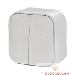 Legrand 782202 Выключатель 10A двухклавишный Quteo (Белый)
