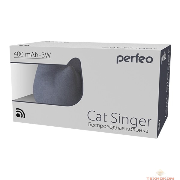 Perfeo Bluetooth-колонка "CAT SINGER" MP3 мощность 3Вт, 400mAh, темно-серый