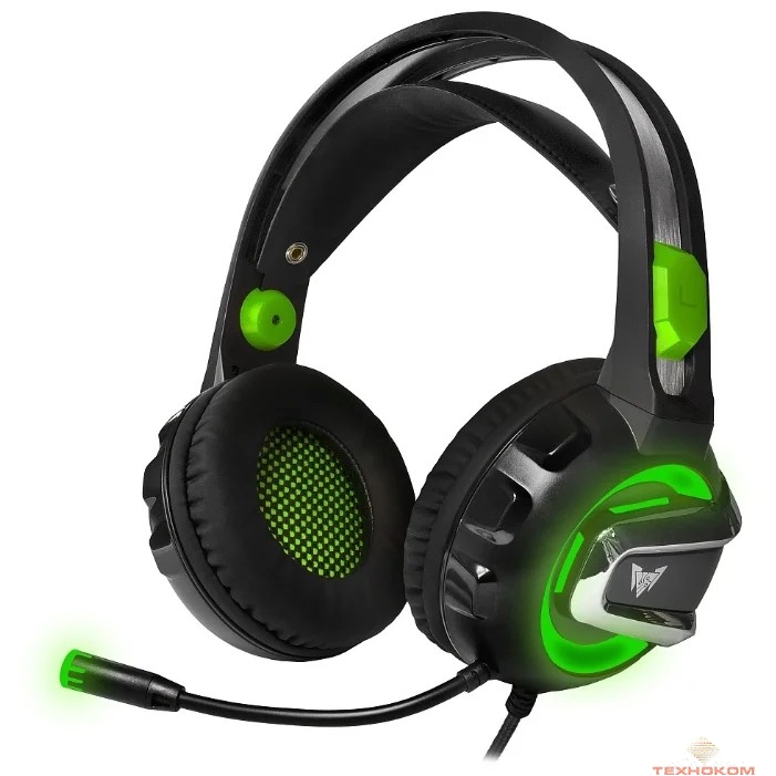 CROWN CMGH-3102 Black&green (Виртуальный звук 7.1, Подключение USB,Частотныи? диапазон: 20Гц-20,000 Гц ,Кабель 3.2м
