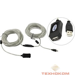 Aopen/Qust Кабель-адаптер USB2.0-repeater, удлинительный активный Af> 20м (ACU823-20M) [6938510851345]
