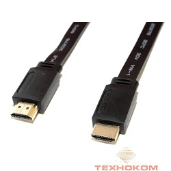 5bites APC-185-001 Кабель  HDMI M / HDMI M V1.4b, высокоскоростной, ethernet+3D, зол.разъемы, плоский, 1м.