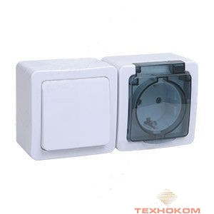 Iek EBGMP20-K03-31-54-EC БГб-22-31-ГПБд блок горизонтальный "выкл 1кл + розетка 1м с з/к" о/у  IP54 ГЕРМЕС PLUS (кл.бел./кр.дым.)