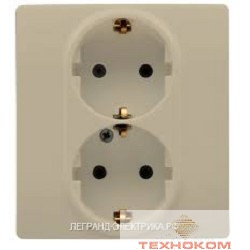 Legrand 672333 Розетка 2 x 2К+З со шторками - немецкий стандарт - автоматические зажимы - 16 А - 250 В~ - Etika - слоновая кость
