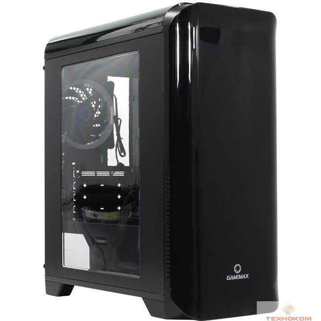 GameMax [H602BK] Корпус GameMax (без БП,голубая подсветка )