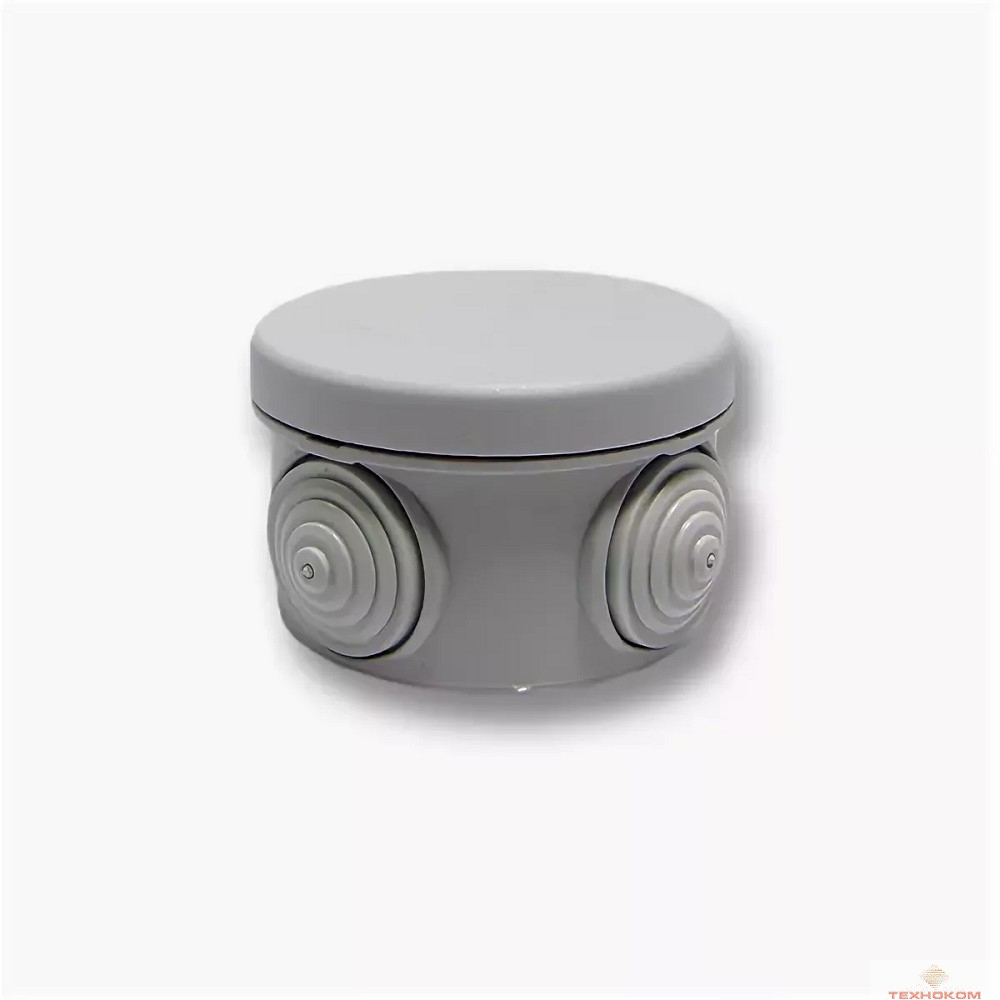 Рувинил 67010 Тусо.Коробка расп. для о/п, D = 60мм, Н = 40мм, 4ввода, IP55   (св.-серая)
