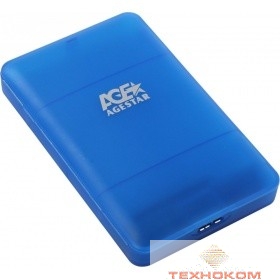 AgeStar 3UBCP3 (BLUE) USB 3.0 Внешний корпус 2.5" SATAIII HDD/SSD USB 3.0, пластик, синий, безвинтовая конструкция