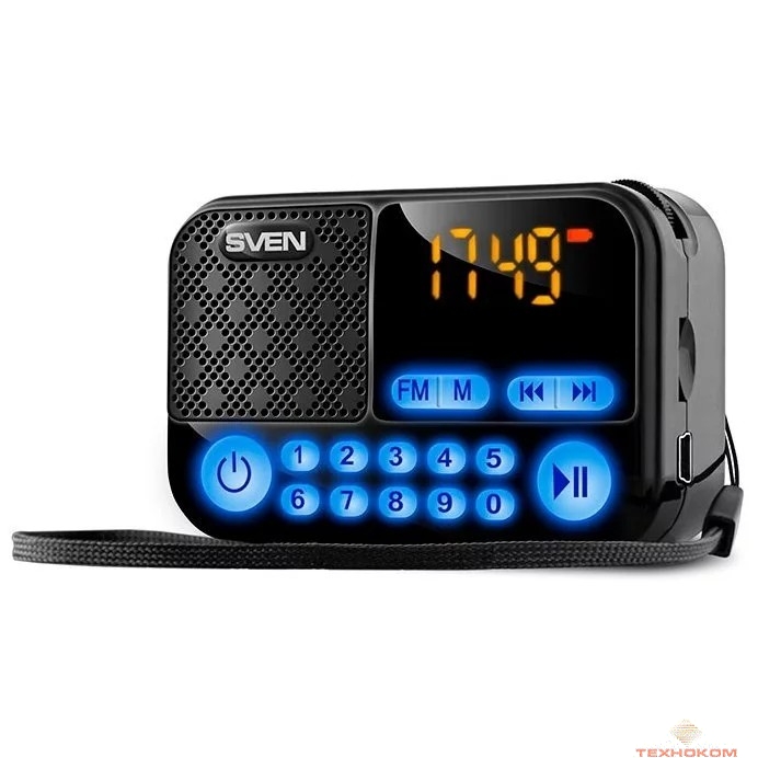 SVEN PS-25,  черный (3 Вт, FM-тюнер, USB, microSD, LED-дисплей,