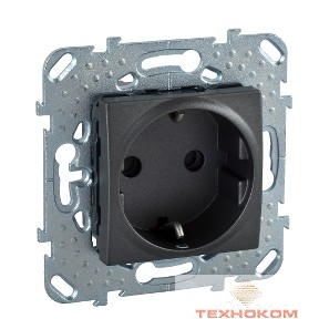 Schneider-electric MGU5.037.12ZD UNICA TOP РОЗЕТКА с заземлением, со шторками, 16 А, 250 В, ГРАФИТ