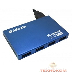 DEFENDER USB (QUADRO) SEPTIMA SLIM USB 2.0, 7 порта, (с адап. 2А)