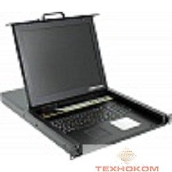 ProCase E1708 Консоль однорельсовая , КВМ 8 порт, LCD 17'', single rail console KVM 8 port, LCD D-Sub, USB, разрешение 1280*1024, 8 кабелей