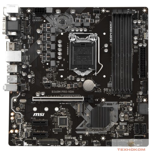 MSI B360M PRO-VDH  RTL {Socket 1151, Intel®B360, 2xDDR4-2666, D-SUB+DVI-D, 1xPCI-Ex16, 2xPCI-Ex1, 6xSATA3, 1xM.2, 8 Ch Audio, GLan, (2+4)xUSB2.0, (4+2)xUSB3.1, 1xPS/2, mATX}