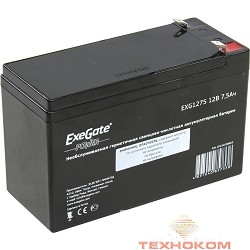 Exegate EP234538RUS Аккумуляторная батарея  Exegate EG7.5-12 / EXG1275, 12В 7.5Ач, клеммы F1 (универсальные)
