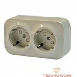 Legrand 782253 Розетка двойная с заземлением и защитными шторками Quteo Слоновая кость
