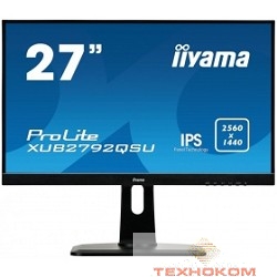 IIYAMA 27" XUB2792QSU-B1 черный {IPS LED 2560x1440 5ms 16:9 350cd 178гр/178гр DVI HDMI D-Sub}