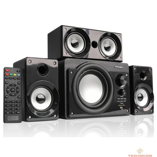 Акустическая система 3.1 CROWN CMBS-390 (МДФ, Bluetooth, 15W+8W*3=39W; приёмник FM; картридер; интерфейс USB; IR пульт, дополнительная фронтальная колонка)