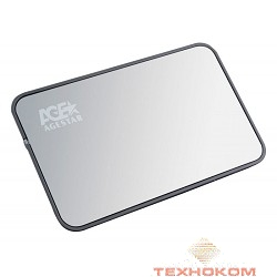 AgeStar 3UB2A8 (SILVER) USB 3.0 Внешний корпус 2.5" SATA AgeStar 3UB2A8 (SILVER/BLACK) USB3.0, сталь+пластик, безвинтовая конструкция (06515)
