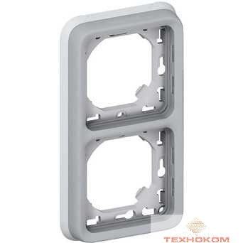Legrand 069685 Суппорт с рамкой для встроенного монтажа - Программа Plexo - серый - 2 поста - вертикальная установка